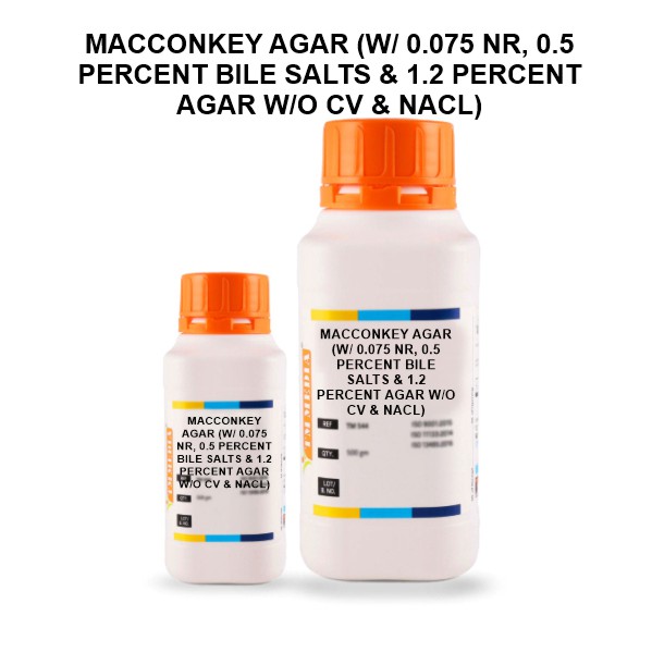 Macconkey Agar (W/ 0.075 Nr, 0.5 Percent Bile Salts & 1.2 Percent Agar W/O Cv & Nacl)